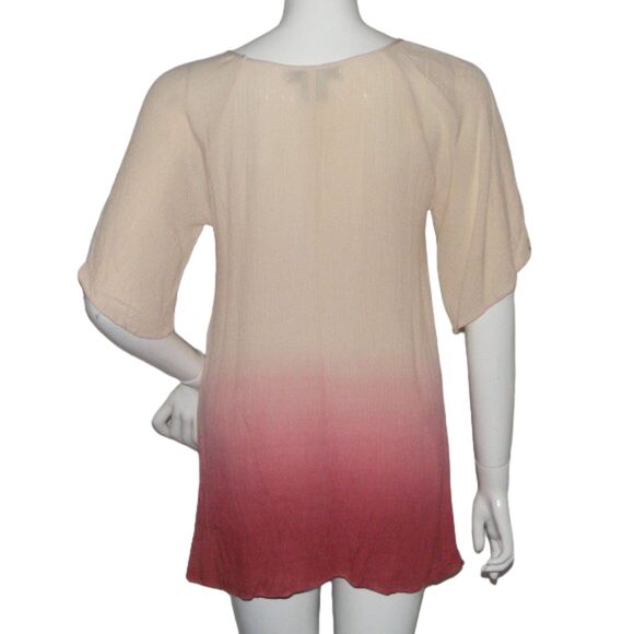 FLYING TOMATO Top, S, Embroidered, Hombre dip dye, Off-white/Red, Short sleeve - Picture 4 of 8